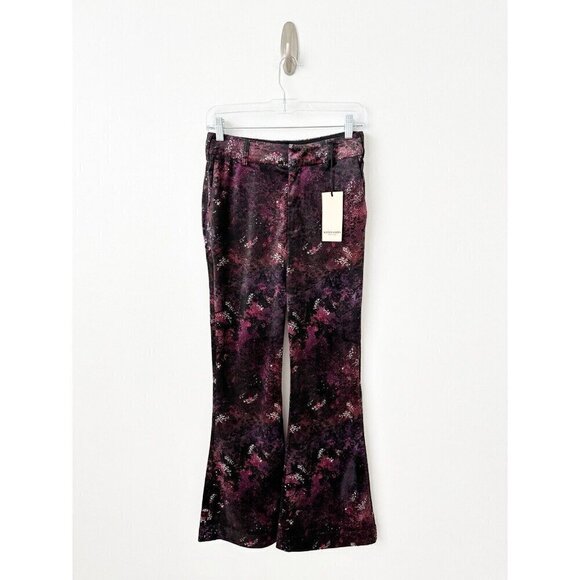 NWT Anthropologie Scotch & Soda Velvet Flare Trousers Pants 25 Black Purple - Picture 6 of 10